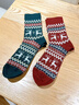 tutuanna秋冬短襪男 純色復古格紋男士保暖加厚保暖百搭短襪男 375005 榴紅色 麋鹿格紋 1雙 均碼 26~28cm（適合39-43碼） 曬單實(shí)拍圖