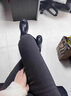 棉致加絨加厚韓系修身顯瘦牛仔褲子女秋冬季新款高腰緊身小腳鉛筆褲 879黑灰色【加絨高品質(zhì)】 29 110-120斤 曬單實(shí)拍圖