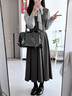 圖曼朵（tumanduo）法式灰色背心裙女裝秋通勤面試套裝氣質(zhì)連衣裙教師穿搭裙子 灰色連衣裙兩件套【裙子+藍襯衫】 M 推薦105-115斤可穿 曬單實(shí)拍圖