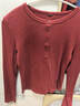 優(yōu)衣庫女裝羅紋亨利領(lǐng)T恤/長(cháng)袖修身短款內搭打底25新款479591 17 棗紅色 M /160/84A 曬單實(shí)拍圖