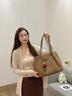 星昔秋冬新款上班通勤大容量托特包2025女式休閑簡(jiǎn)約百搭ins單肩包 卡其色絨面復古包（無(wú)掛件） 曬單實(shí)拍圖