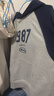 Mmlg 87mm 2025年新款插肩袖連帽衛衣女撞色拼接1987經(jīng)典logo情侶上衣 藏青色 S 曬單實(shí)拍圖