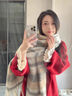 SENDME秋冬保暖超大圍巾圍脖高級氛圍感韓版加厚披肩學(xué)生圍脖情侶 海馬毛面料圍巾-卡其灰-220*38CM 曬單實(shí)拍圖