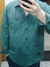秋季長(cháng)袖純棉襯衫男外套男士休閑襯衣寬松上衣男開(kāi)衫休閑百搭長(cháng)袖 豆綠色 3XL 推薦170-190斤 曬單實(shí)拍圖