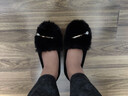 新款毛毛鞋女秋冬季外穿絨毛女鞋平底豆豆鞋子孕婦鞋棉鞋防滑單鞋 黑色 37 曬單實(shí)拍圖