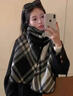 恒源祥圍巾女秋冬韓版英倫復古格子披肩日系仿羊絨保暖流蘇圍脖男潮 黑色-線(xiàn)條格 曬單實(shí)拍圖