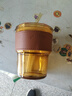 拜杰水杯玻璃杯茶杯喝水杯吸管杯子風(fēng)帶蓋咖啡奶茶杯女琥鉑色竹節杯 曬單實(shí)拍圖