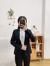 晨芙職業(yè)西裝女套裝氣質(zhì)英倫風(fēng)商務(wù)前臺面試正裝小西服外套工裝工作服 黑外套+西褲+白襯衫 S 建議80-90斤 曬單實(shí)拍圖