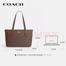 蔻馳（COACH）【品牌直供】女士GALLERY大號單肩手提托特包深褐色CV402 曬單實(shí)拍圖