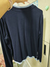 逸陽(yáng)假兩件T恤女2025秋新款修身正肩顯瘦圓領(lǐng)撞色內搭打底衫上衣 藏青色 L 曬單實(shí)拍圖