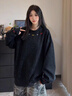 頂峰保羅（Dingfengbaoluo）慵懶風(fēng)圓領(lǐng)衛衣設計感刺繡寬松休閑情侶長(cháng)袖上衣BW36黑色XL 曬單實(shí)拍圖