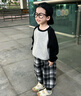 嘟嘟家兒童格子褲寬松休閑春秋女童長(cháng)褲洋氣舒適潮春款男童褲子帥氣時(shí)髦 黑色 90 曬單實(shí)拍圖