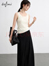 伊芙麗（eifini）蔣欣代言簡(jiǎn)約高質(zhì)醋酸高包容度小A擺長(cháng)半裙2025新款茶歇裙 黑色 M 105-120斤 曬單實(shí)拍圖