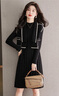 皮爾卡丹（pierre cardin）氣質(zhì)兩件套時(shí)尚針織連衣裙女秋冬季新款純色羊毛衣裙套裝 黑色 M 曬單實(shí)拍圖