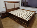 心居名家 實(shí)木床新中式官帽烏金木臥室大床雙人床真皮軟靠床頭主臥1.8米床 1.8米+C003床頭柜50cm（一個(gè)） 曬單實(shí)拍圖