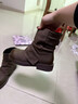 ZHR厚底短靴女加絨顯瘦堆堆褲管靴女增高英倫風(fēng)馬丁靴 KN191A棕色37 曬單實(shí)拍圖