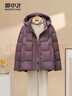 雪中飛羽絨服女2025冬季短款翻領(lǐng)寬松連帽保暖外套媽媽裝豆沙色XL 曬單實(shí)拍圖