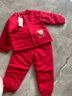 拉比兒童全開(kāi)家居服套裝夾棉保暖男女童睡衣過(guò)年喜慶嬰兒衣服25秋冬季 紅色 90 cm 曬單實(shí)拍圖