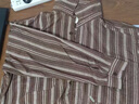 潮與共英倫雅痞復古條紋襯衫男長(cháng)袖春秋款潮流寬松美式休閑襯衣男士外套 咖啡 L 建議【120-140】斤 曬單實(shí)拍圖