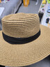 曇蓓漫法式平頂草帽女夏天海邊草編帽子沙灘度假遮陽(yáng)帽大頭圍禮帽時(shí)尚 【凹頂卡其+黑帶】編織防曬帽 時(shí)尚百搭 拍照出片 防曬顯臉小 曬單實(shí)拍圖