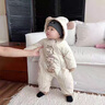 迪士尼（Disney）嬰兒羽絨服小熊連體衣服冬季裝新款男女寶寶外出穿保暖加厚白鴨絨 灰綠色 偏大 66 cm 曬單實(shí)拍圖