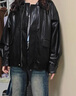 妙奕嘉韓版仿皮皮衣外套女潮流皮夾克外套女秋冬季衣服女裝上衣厚外套 有內里高質(zhì)量皮衣【黑色】M（建議100-115斤） 曬單實(shí)拍圖