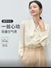 尚都比拉系帶領(lǐng)通勤風(fēng)襯衫女秋季商務(wù)休閑V領(lǐng)長(cháng)袖寬松襯衣面試職業(yè)上衣 曬單實(shí)拍圖