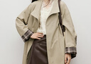 紅袖高端大氣上檔次風(fēng)衣2025秋季新款女裝撞色格紋兩穿領(lǐng)氣質(zhì)中長(cháng)外套 卡其綠385 S 曬單實(shí)拍圖