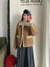 香影麂皮絨外套女2025冬季新款駝色美拉德仿皮草加絨翻領(lǐng)皮毛一體 駝色 S 155/80A/85-95斤 曬單實(shí)拍圖