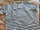 啄木鳥(niǎo)黑白條紋棉短袖t恤女翻領(lǐng)夏裝中年媽m媽有領(lǐng)polo衫帶領(lǐng)運動(dòng)上衣 白黑條紋 4XL 建議160-175斤 曬單實(shí)拍圖