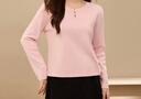 纖莉秀【舒適軟糯減齡針織衫】大碼女裝鏤空領(lǐng)口上衣胖mm冬裝新款3614 粉色 2XL 曬單實(shí)拍圖