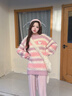 佐敘美式條紋甜美毛衣女秋季2025新款外穿高級感超火內搭慵懶針織衫 粉色 均碼 （90-120斤） 曬單實(shí)拍圖