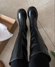 ZHR長(cháng)筒靴子女冬不過(guò)膝厚底騎士靴復古西部旅游加絨女靴BL323A黑色37 曬單實(shí)拍圖