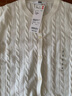 優(yōu)衣庫女裝紐花圓領(lǐng)針織開(kāi)衫/毛衣外套空調衫通勤秋冬新款481477 01 乳白色 S 曬單實(shí)拍圖