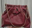CHARLES&KEITH子母鏈條大容量流浪包托特包單肩斜挎包女包生日禮物CK2-40671449 【L號】Burgundy葡萄酒紅色 L 曬單實(shí)拍圖