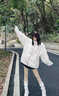 FSHE棉衣外套女秋冬裝2025年新款初中高中學(xué)生寬松加絨加厚上衣棉服女 設計感/港味/BF風(fēng)/白色550g S 曬單實(shí)拍圖