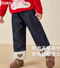 JELLYBABY男童加絨褲子秋冬兒童牛仔褲冬季寶寶長(cháng)褲冬裝新款2024 牛仔藍 110 CM 曬單實(shí)拍圖