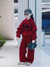 女童衛衣套裝秋季2025新款兒童韓系穿搭大童女孩洋氣秋裝運動(dòng)衣服 紅色加絨套裝【升級版-加絨上衣+加絨褲子】 150 曬單實(shí)拍圖