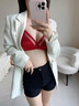 Leonisa一起紅桑蠶絲文胸內褲套裝女本命年新年婚慶新婚紅色舒適內衣 文胸A M 曬單實(shí)拍圖