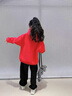 NASA STONE女童衛衣套裝秋冬加絨2025新款男大童運動(dòng)兩件套兒童春秋衣服 紅色+黑褲子（春秋款一） 140 兒童尺碼推薦【56-65斤】 曬單實(shí)拍圖