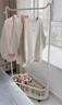 心楠奶油風(fēng)臥室掛衣架落地房間衣帽架多功能室內移動(dòng)收納衣服置衣架子 米白色單桿【60cm】 曬單實(shí)拍圖