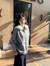 京多夢(mèng)2025秋冬季新款韓版慵懶風(fēng)毛衣女寬松連帽開(kāi)衫外套女毛領(lǐng)百搭上衣 灰色 （常規款） 均碼 （建議115斤以?xún)龋?曬單實(shí)拍圖
