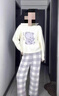 貓人睡衣女【半邊絨套裝】秋冬25年新品加厚大碼可愛(ài)卡通可外穿家居服 曬單實(shí)拍圖
