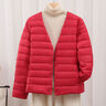 2025新款輕薄羽絨棉服女短款秋冬季內膽棉衣洋氣修身小棉襖外套潮 紅色-【圓領(lǐng)可變V領(lǐng)】 L 建議90-100斤 曬單實(shí)拍圖