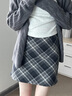 皓娥 復古灰色毛呢格子半身裙女秋冬格紋包臀裙百搭高腰短裙A字裙顯瘦 【黑灰-毛呢】含打底 M 曬單實(shí)拍圖