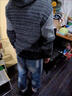 羅蒙（ROMON）韓版修身套頭男士連帽衛衣外套秋冬青年連帽針織服男加絨加厚潮流 黑灰色 2XL 建議【140-160斤】 曬單實(shí)拍圖