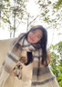 智宙圍巾女秋冬季2025新款氛圍感潮流保暖圍脖送女朋友生日圣誕禮物 撞色條紋【卡其灰】 加絨加厚-蓄熱鎖溫 曬單實(shí)拍圖