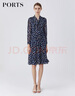 PORTS寶姿春夏新品女裝長(cháng)袖中長(cháng)連衣裙LM8D007MPP070 丈青印花 S (4) 曬單實(shí)拍圖
