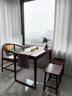 茉源實(shí)木烏金木陽(yáng)臺茶桌新中式茶臺茶幾小戶(hù)型家用泡茶桌禪意桌椅組合 單桌＋皇冠椅＋2元寶凳 1米桌【長(cháng)100*寬58*高71】 曬單實(shí)拍圖