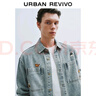 UR2026春季新款男裝潮流趣味貼紙刺繡水洗牛仔襯衫UUV850038 藍色 M 曬單實(shí)拍圖